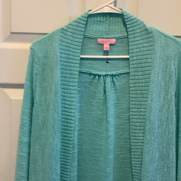 Lilly Pulitzer Aqua Open-Front Cardigan - Picture 3 of 7